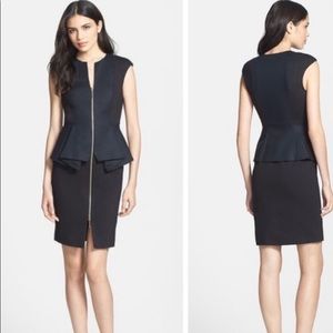 NW0T Ted Baker Structured Peplum Sheath Dress Blk 0
